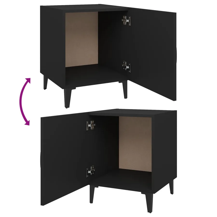Tables de chevet 2 pcs Noir Bois d'ingénierie - 7
