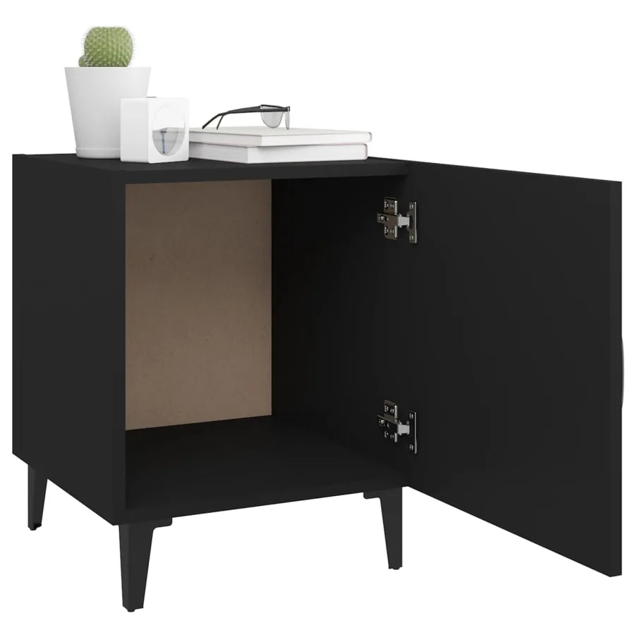 Tables de chevet 2 pcs Noir Bois d'ingénierie - 8