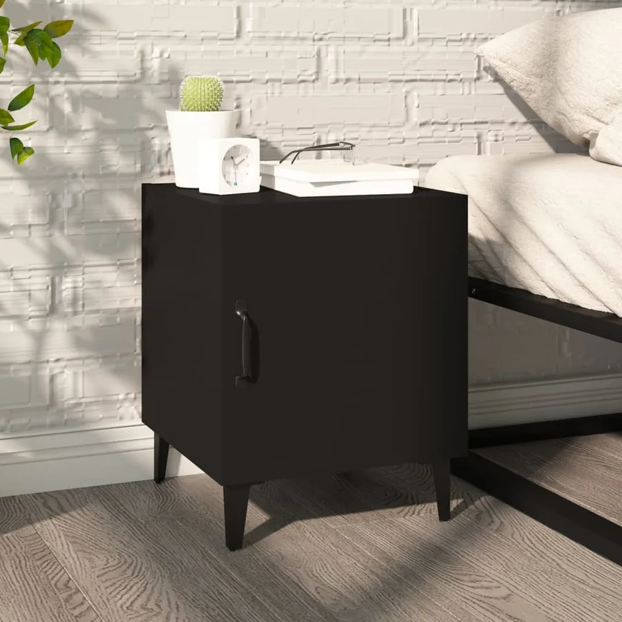 Tables de chevet 2 pcs Noir Bois d'ingénierie - 9