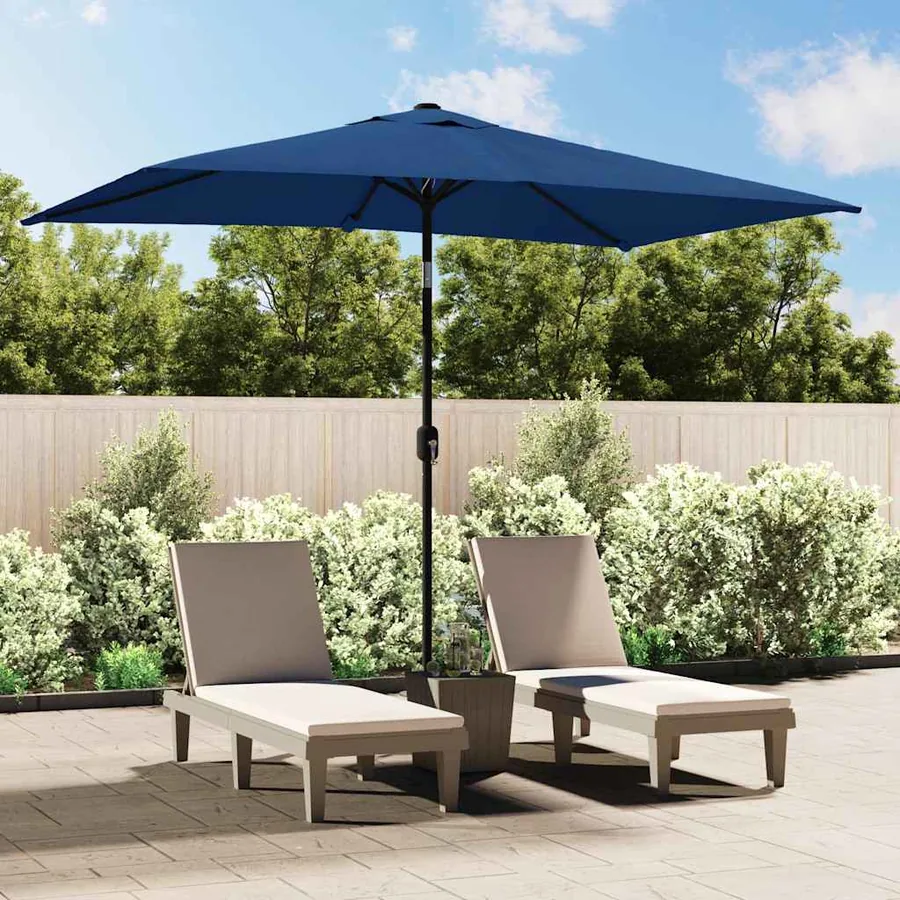 Parasol d'extérieur avec poteau en métal 300x200 cm Azuré