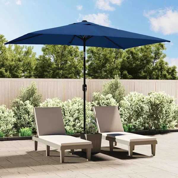 Parasol d'extérieur avec poteau en métal 300x200 cm Azuré