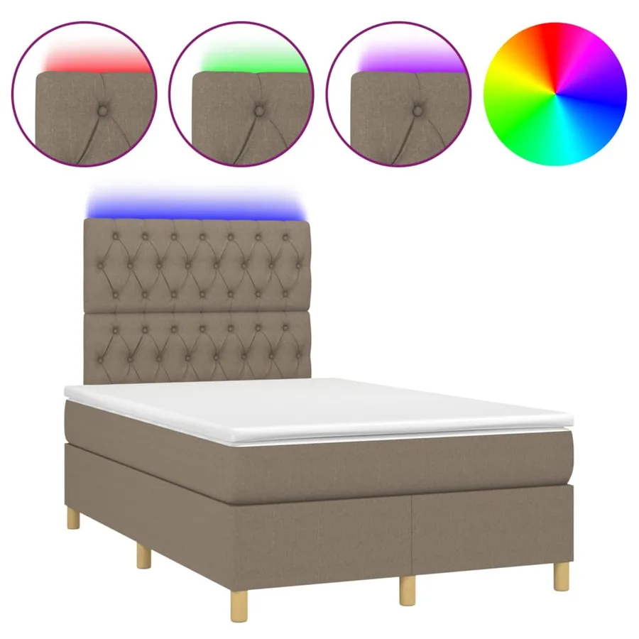 Sommier à lattes de lit et matelas et LED Taupe 120x200 cm - 2