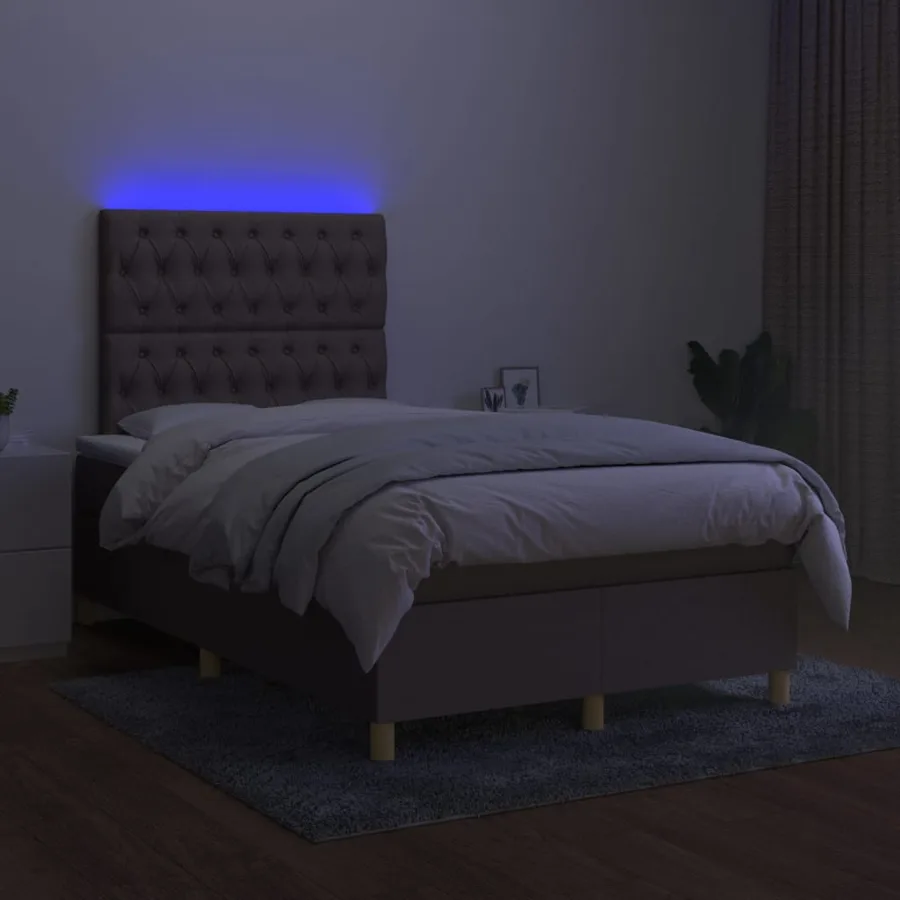 Sommier à lattes de lit et matelas et LED Taupe 120x200 cm - 4