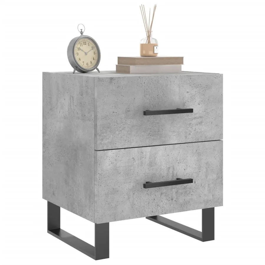 Table de chevet gris béton 40x35x47,5 cm bois d’ingénierie - 3