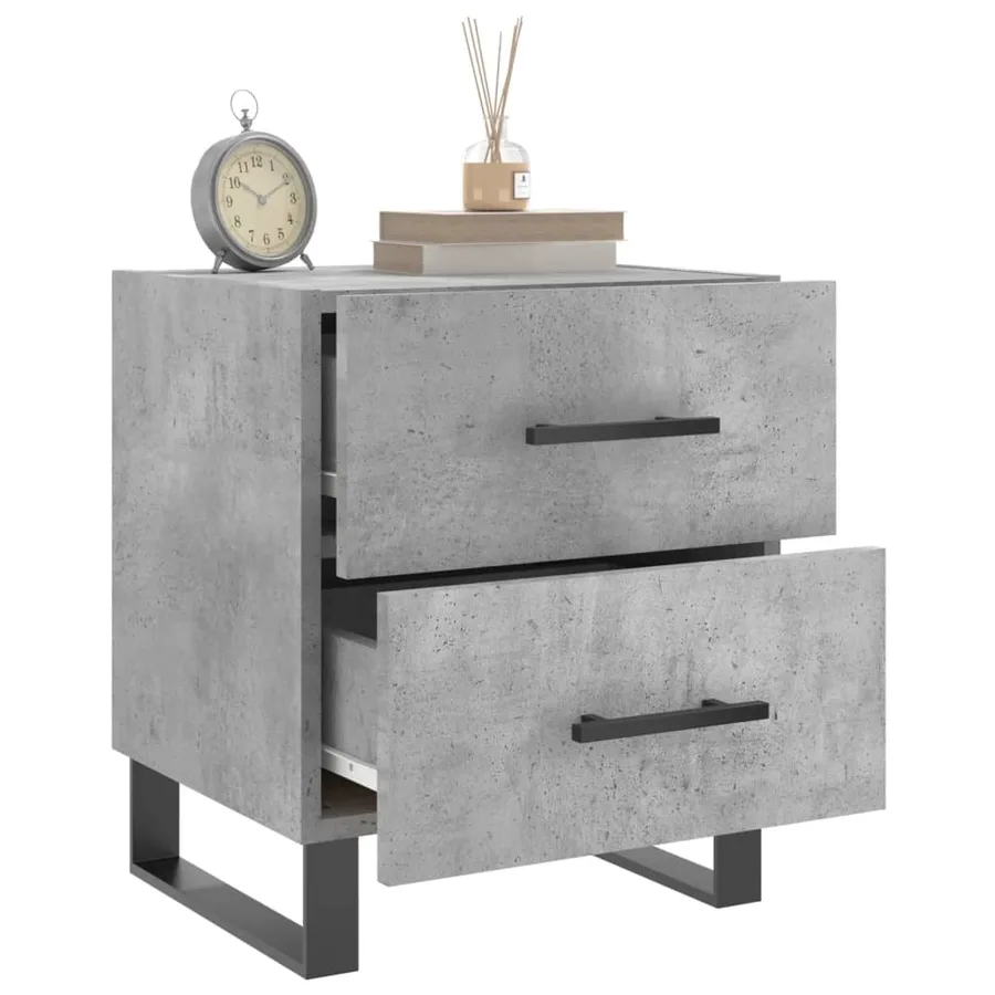 Table de chevet gris béton 40x35x47,5 cm bois d’ingénierie - 4