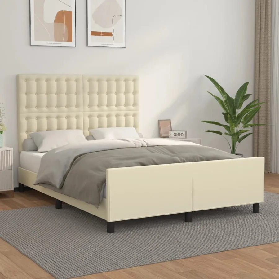 Cadre de lit sans matelas crème 140x200 cm similicuir