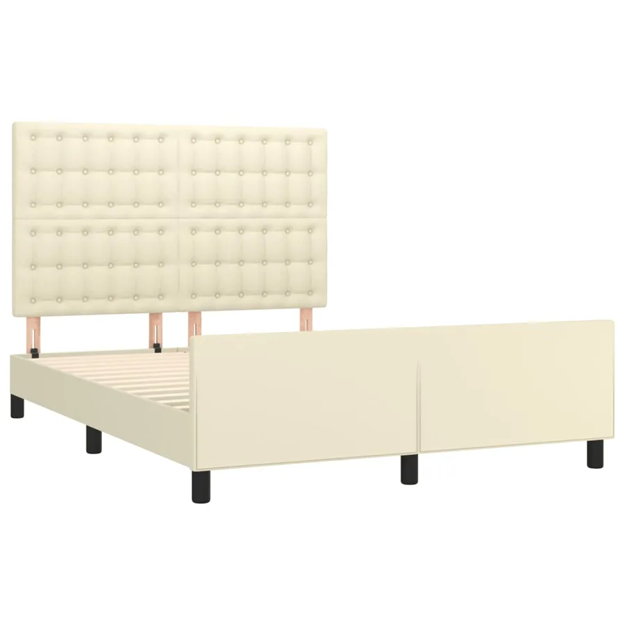 Cadre de lit sans matelas crème 140x200 cm similicuir - 4
