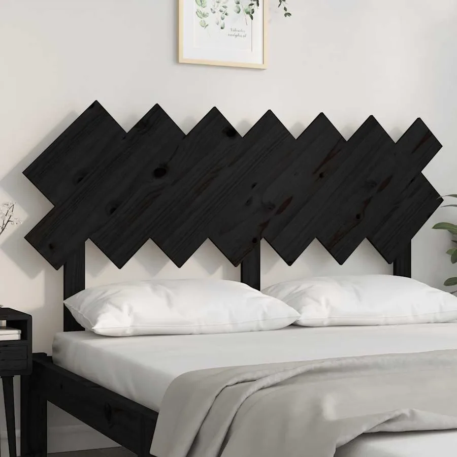 Tête de lit Noir 141x3x80,5 cm Bois massif de pin - 3