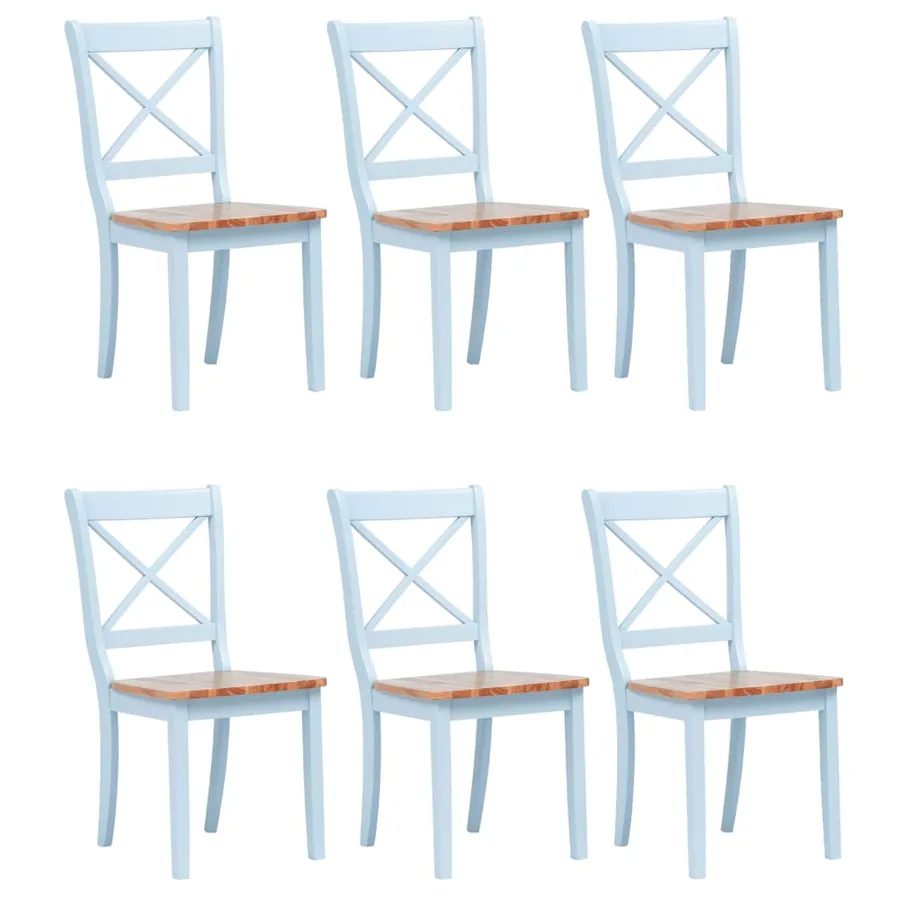 Chaises à manger lot de 6 gris et bois clair bois hévéa massif