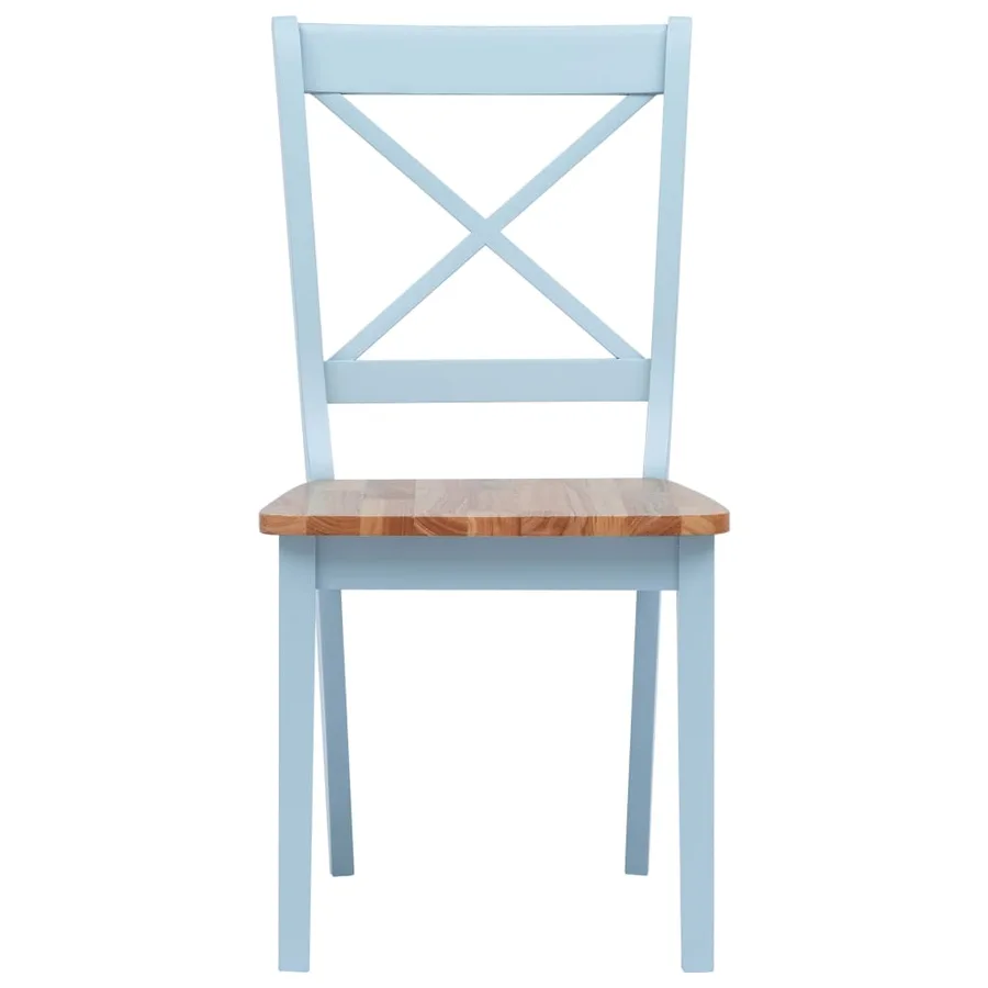 Chaises à manger lot de 6 gris et bois clair bois hévéa massif - 3
