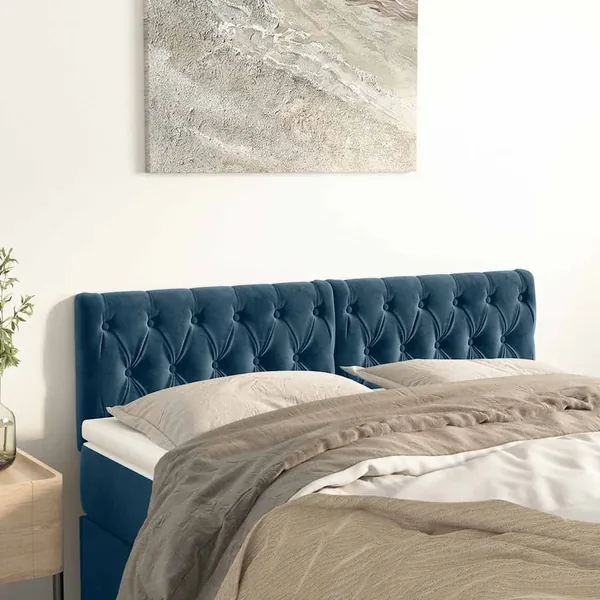 Têtes de lit Bleu foncé 144 x 7 x 78/88 cm Velours