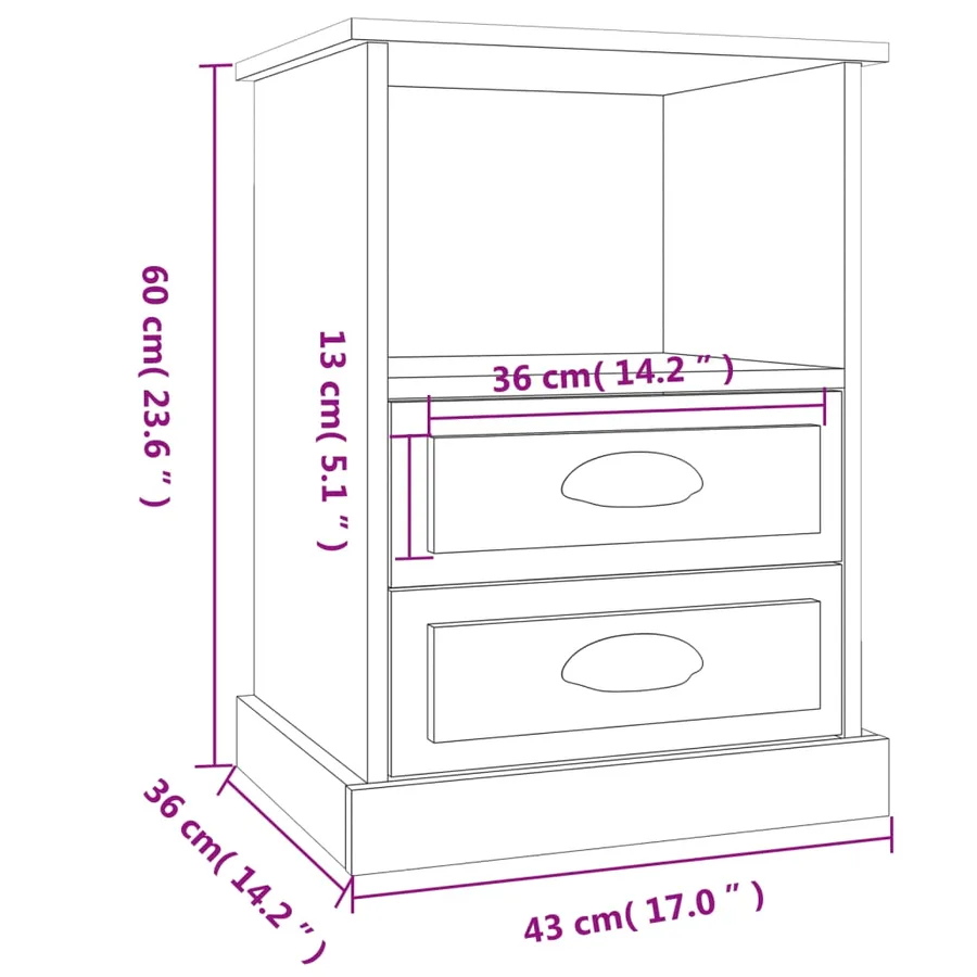 Tables de chevet 2 pcs sonoma gris 43x36x60 cm - 11