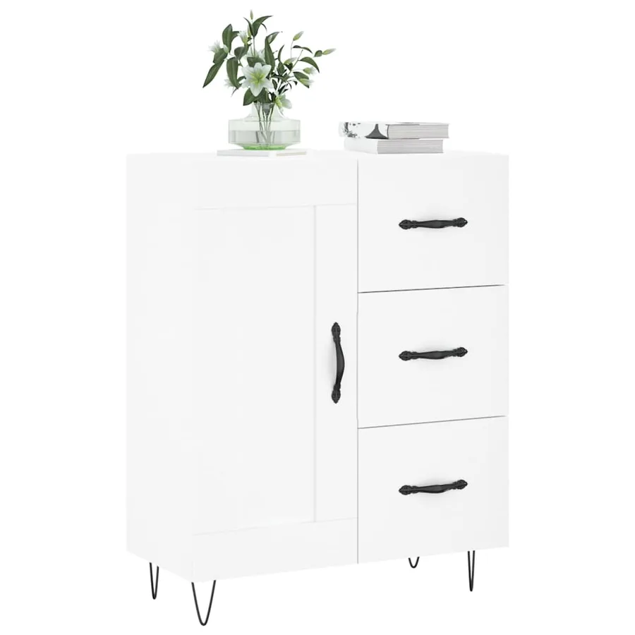 Buffet blanc 69,5x34x90 cm bois d'ingénierie - 3