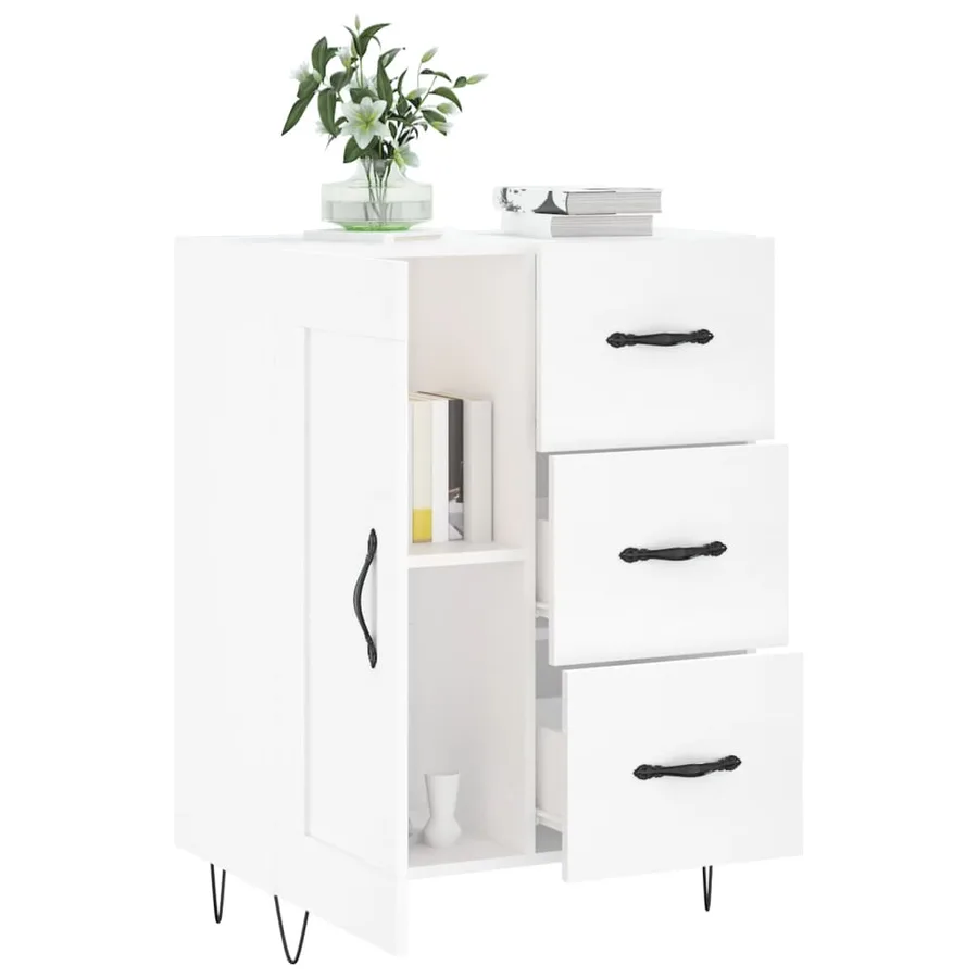 Buffet blanc 69,5x34x90 cm bois d'ingénierie - 4