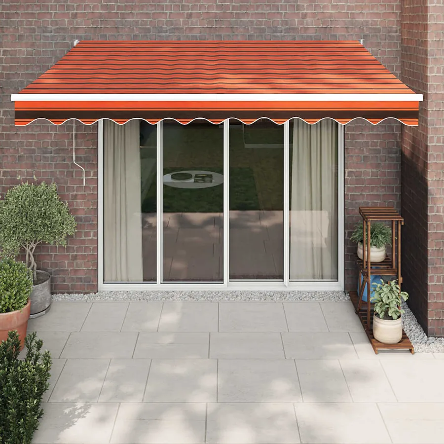 Auvent rétractable orange et marron 3x2,5 m tissu et aluminium