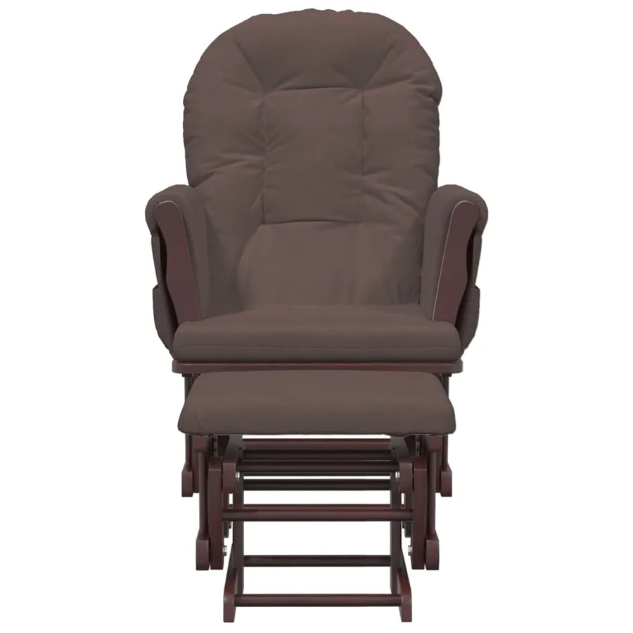 Chaise berçante avec repose-pied Marron Tissu - 3
