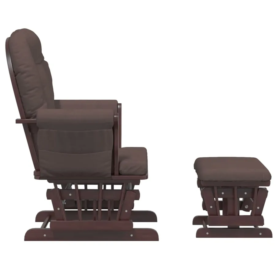 Chaise berçante avec repose-pied Marron Tissu - 4