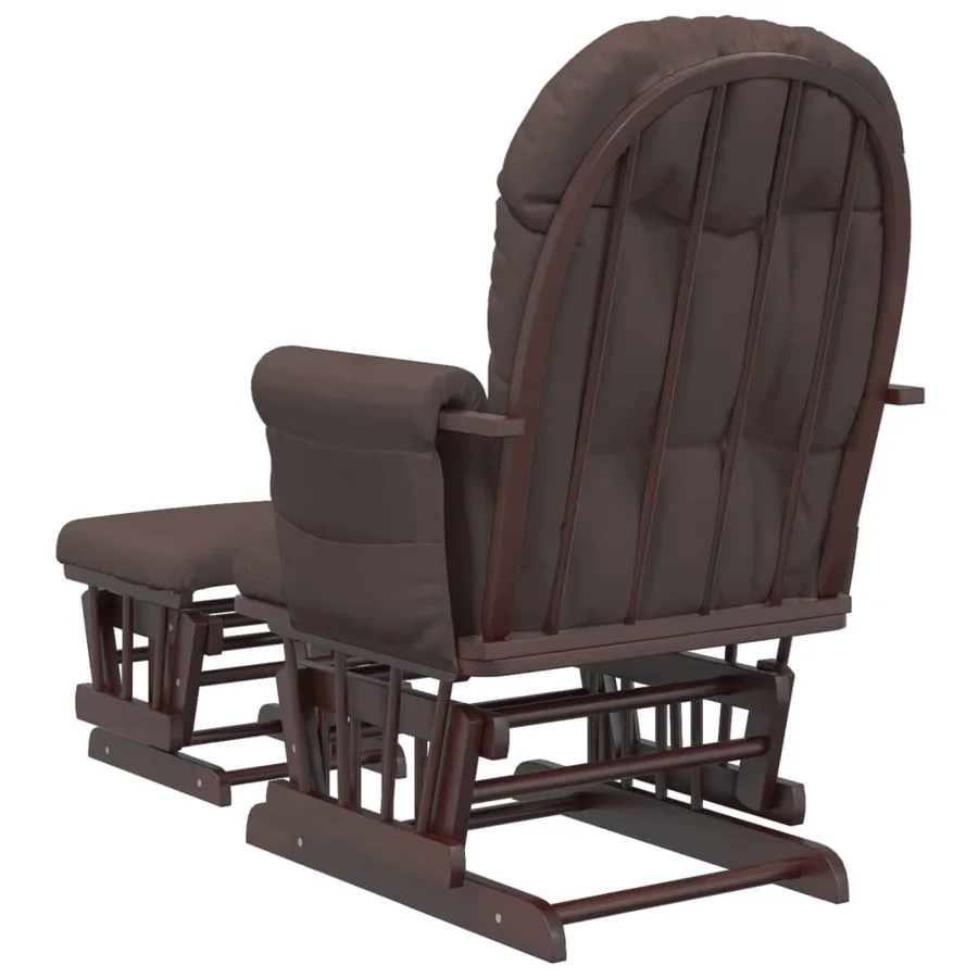 Chaise berçante avec repose-pied Marron Tissu - 5