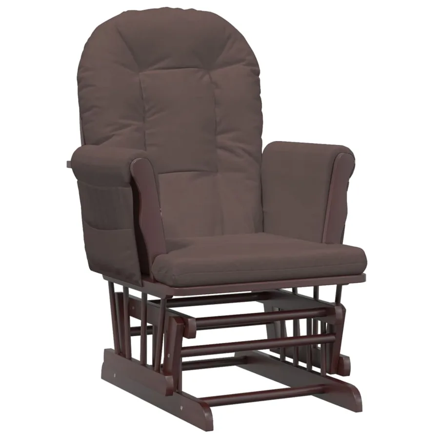 Chaise berçante avec repose-pied Marron Tissu - 6