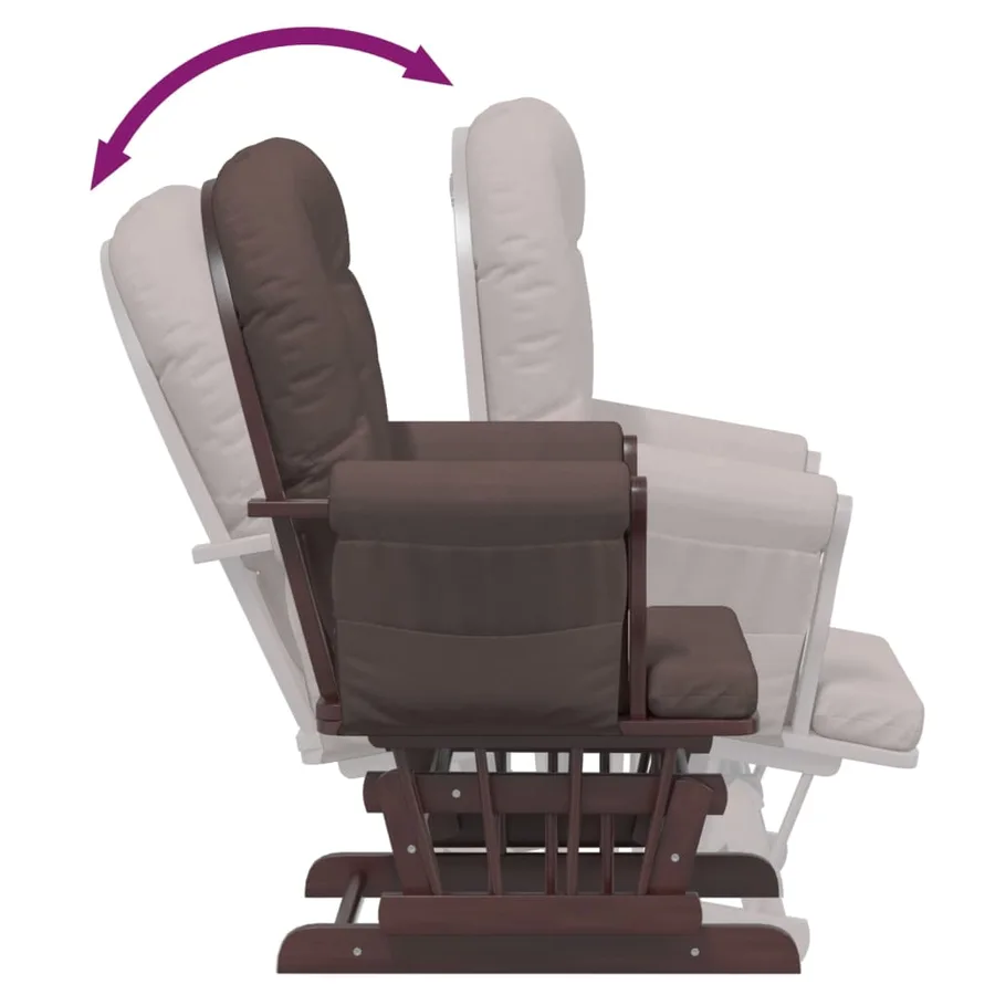 Chaise berçante avec repose-pied Marron Tissu - 9