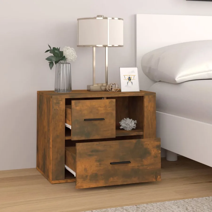 Table de chevet Chêne fumé 60x36x45 cm Bois d'ingénierie - 3
