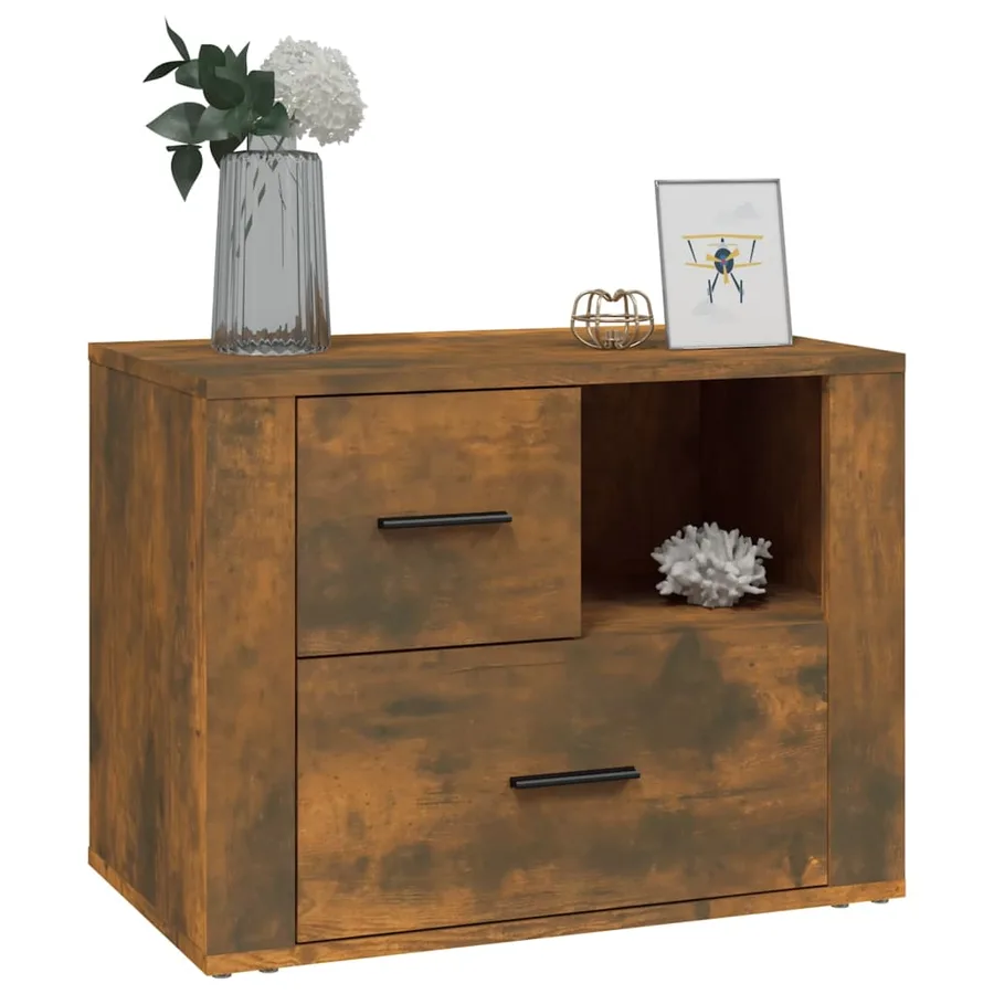 Table de chevet Chêne fumé 60x36x45 cm Bois d'ingénierie - 4