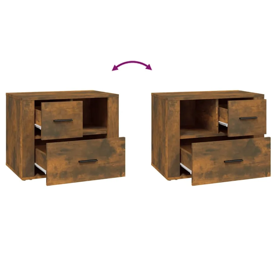 Table de chevet Chêne fumé 60x36x45 cm Bois d'ingénierie - 9