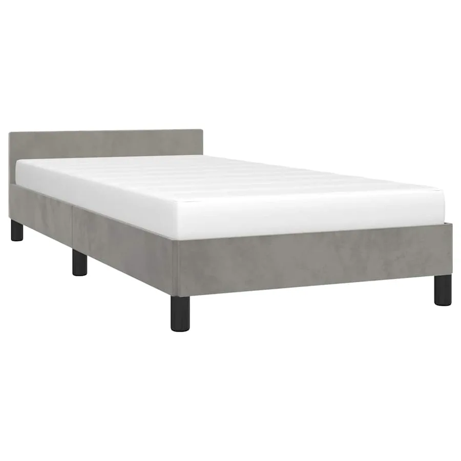 Cadre de lit sans matelas gris clair 90x190 cm velours - 3