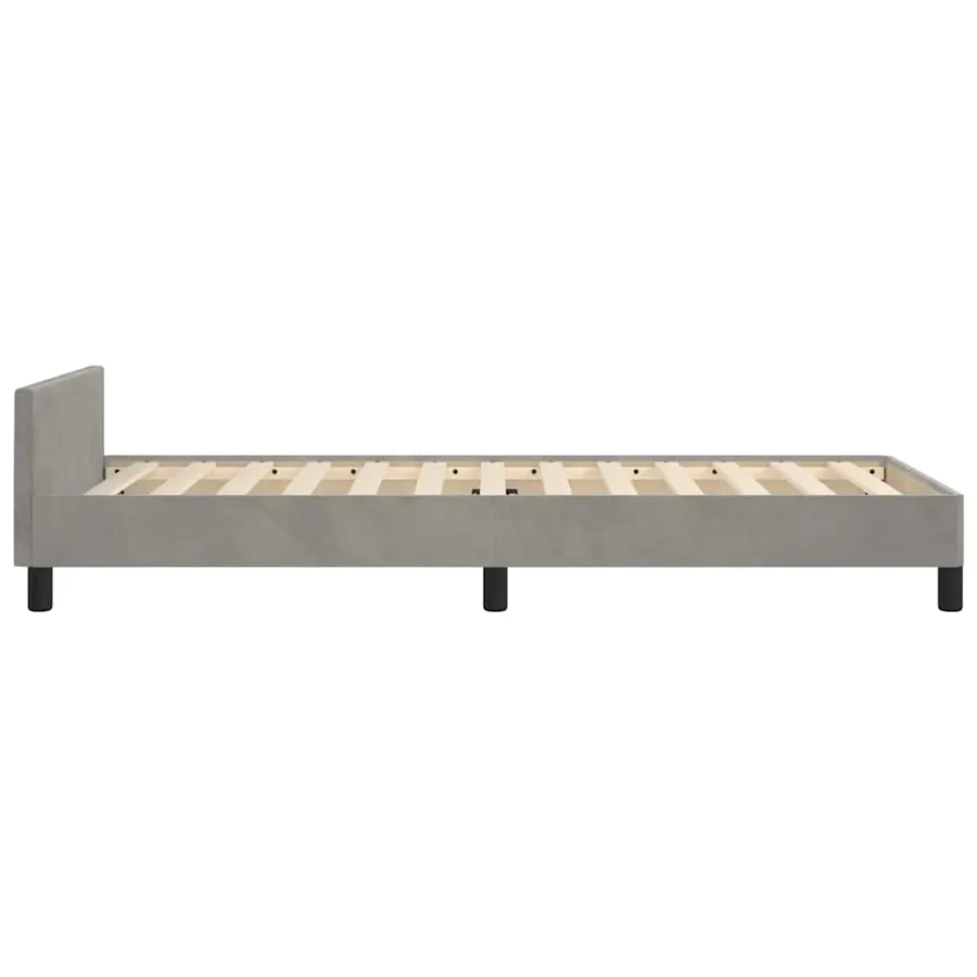 Cadre de lit sans matelas gris clair 90x190 cm velours - 6
