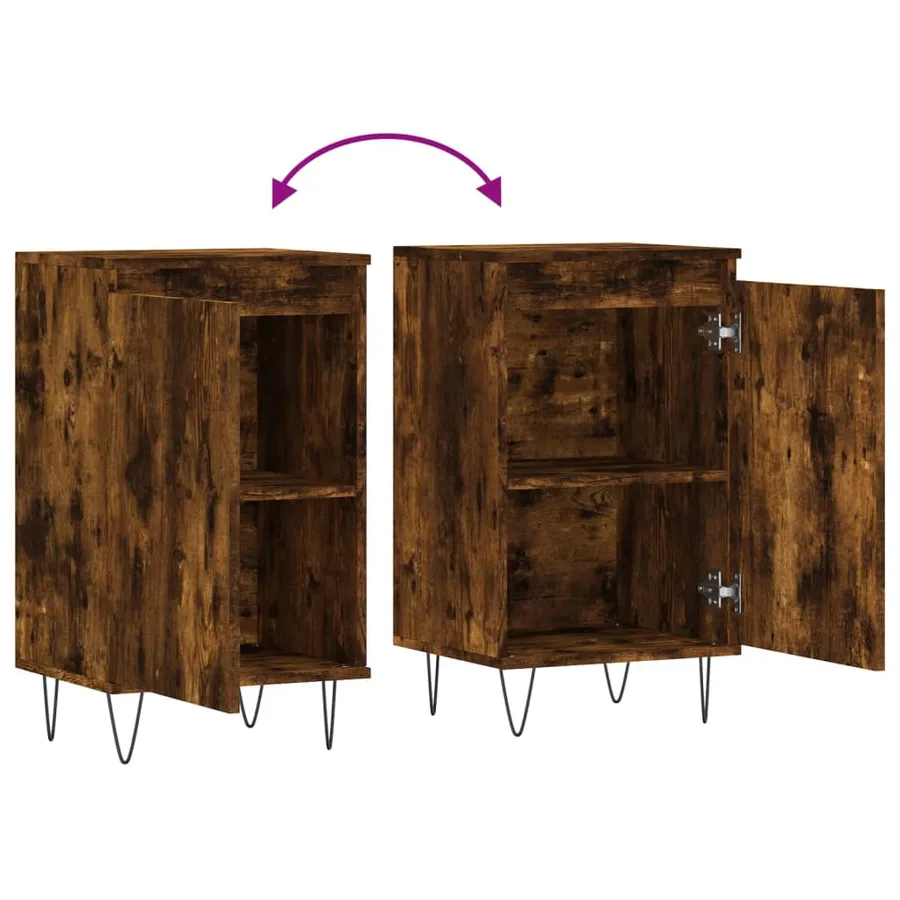 Buffet chêne fumé 40x35x70 cm bois d'ingénierie - 9