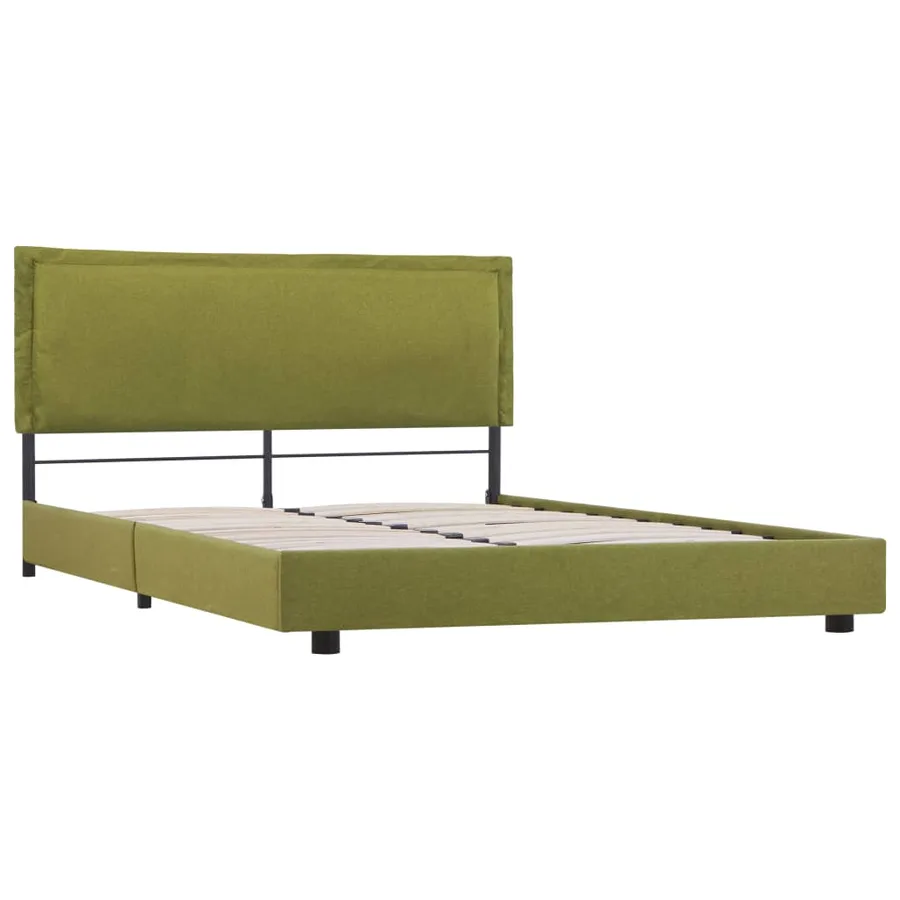 Cadre de lit sans matelas vert tissu 140x200 cm - 2