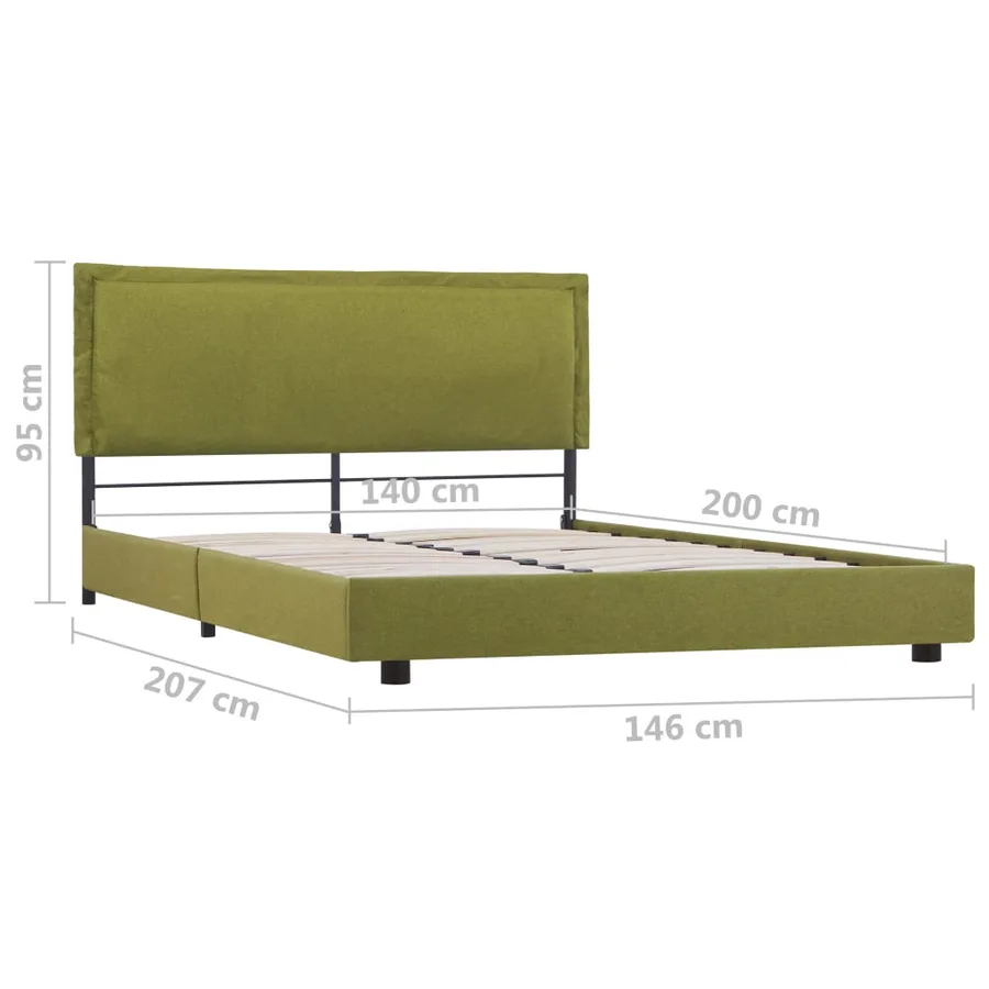 Cadre de lit sans matelas vert tissu 140x200 cm - 7