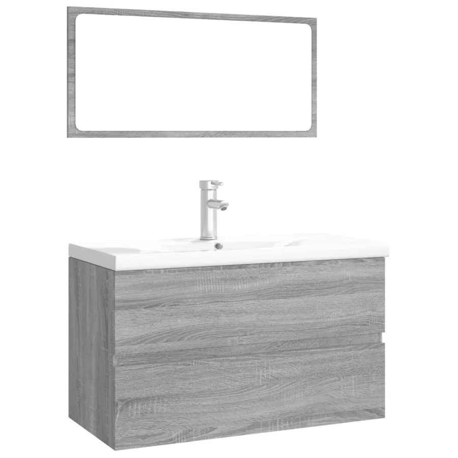 Meubles de salle de bain Sonoma gris Bois d'ingénierie - 2