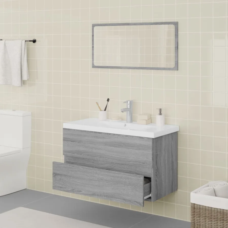 Meubles de salle de bain Sonoma gris Bois d'ingénierie - 3