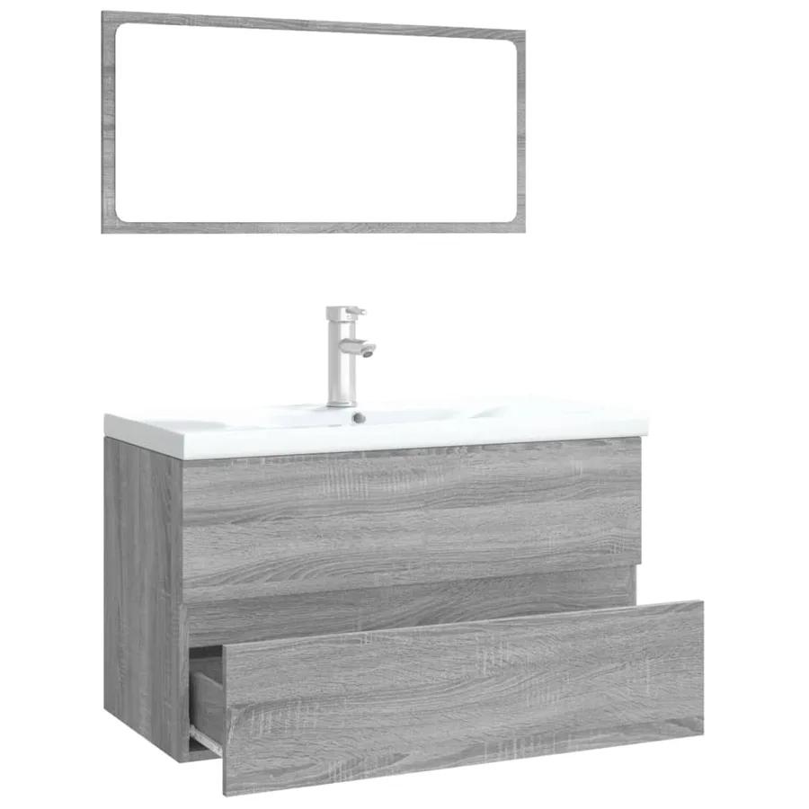 Meubles de salle de bain Sonoma gris Bois d'ingénierie - 4