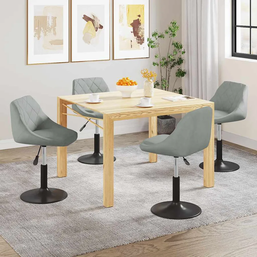 Chaises pivotantes à manger lot de 4 gris clair velours