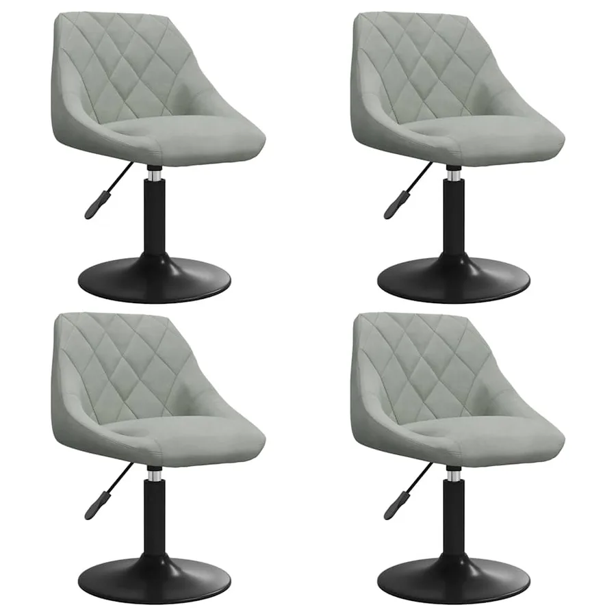 Chaises pivotantes à manger lot de 4 gris clair velours - 2