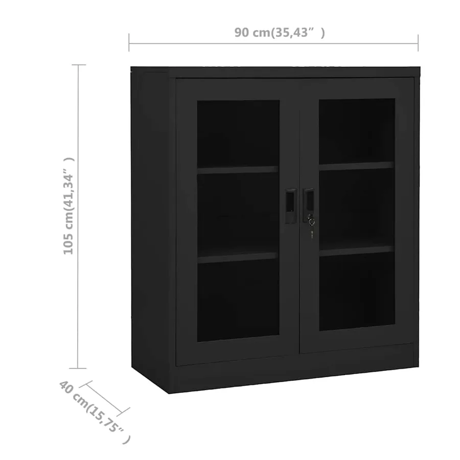 Armoire de bureau Anthracite 90x40x105 cm Acier - 8