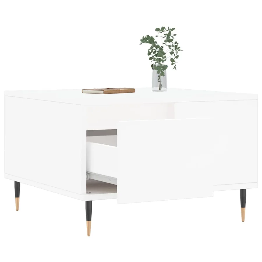 Table basse blanc 55x55x36,5 cm bois d'ingénierie - 4