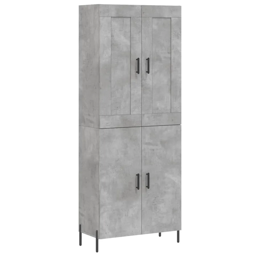 Buffet haut Gris béton 69,5x34x180 cm Bois d'ingénierie - 2