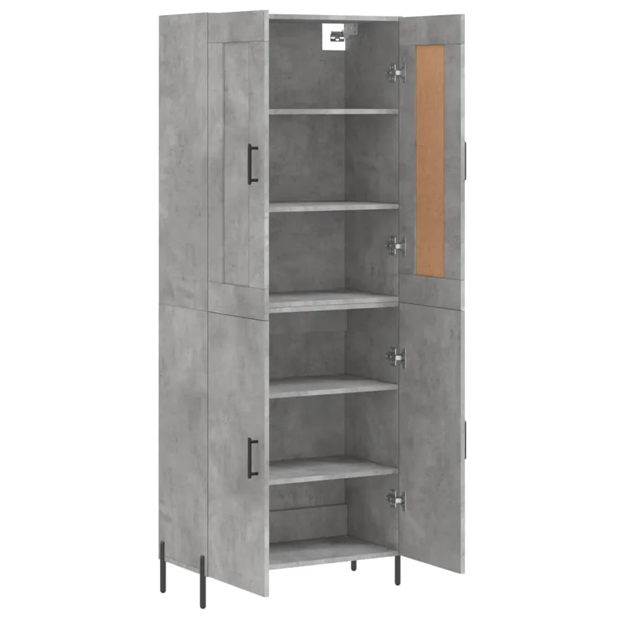 Buffet haut Gris béton 69,5x34x180 cm Bois d'ingénierie - 4
