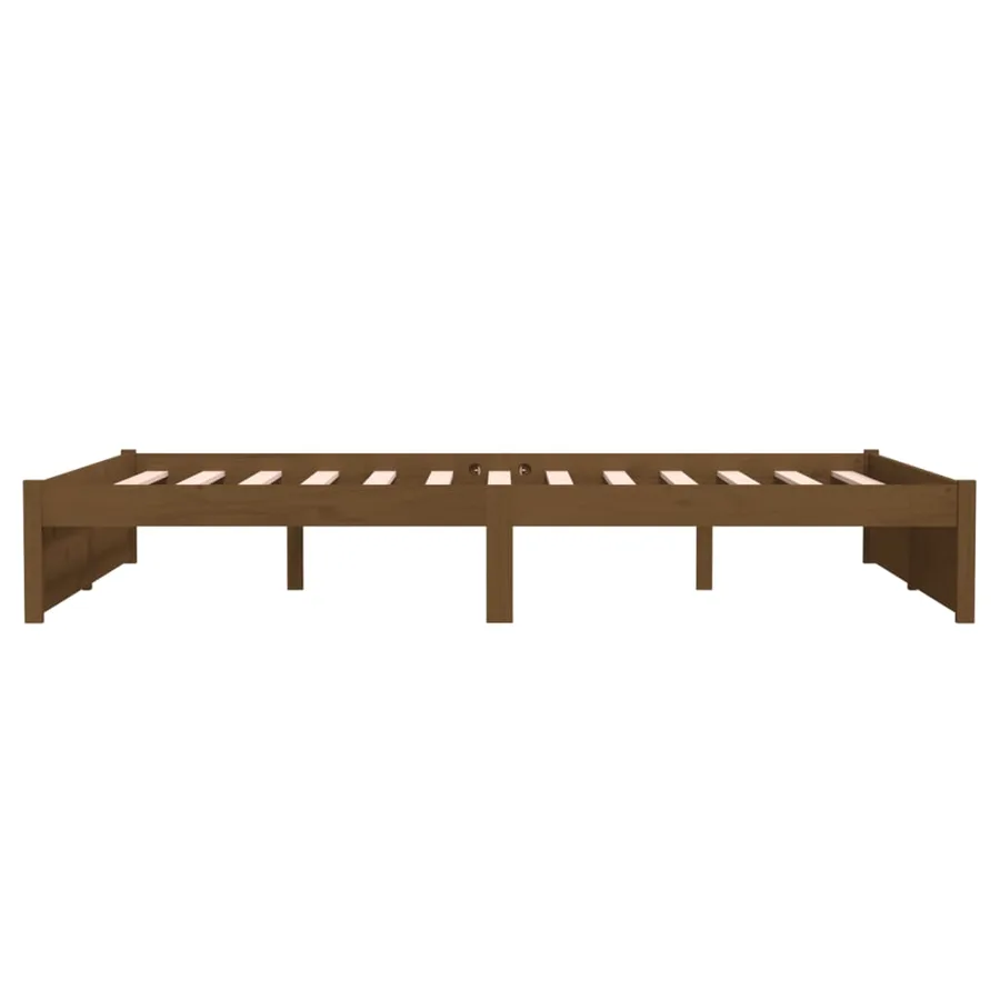 Cadre de lit sans matelas marron miel bois massif 140x190 cm - 6