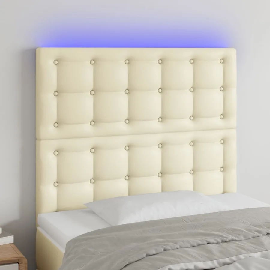Tête de lit à LED Crème 100x5x118/128 cm Similicuir