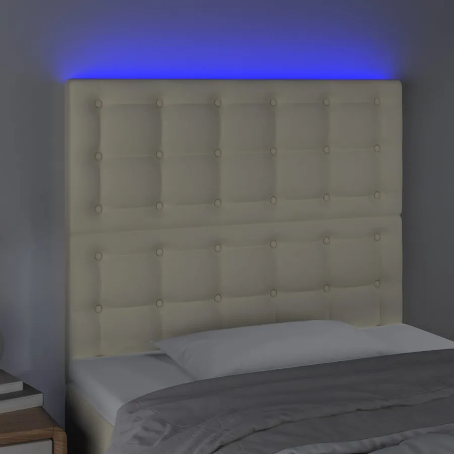 Tête de lit à LED Crème 100x5x118/128 cm Similicuir - 3