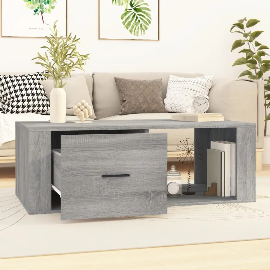 Table basse Sonoma gris 100x50,5x35 cm Bois d'ingénierie - 3