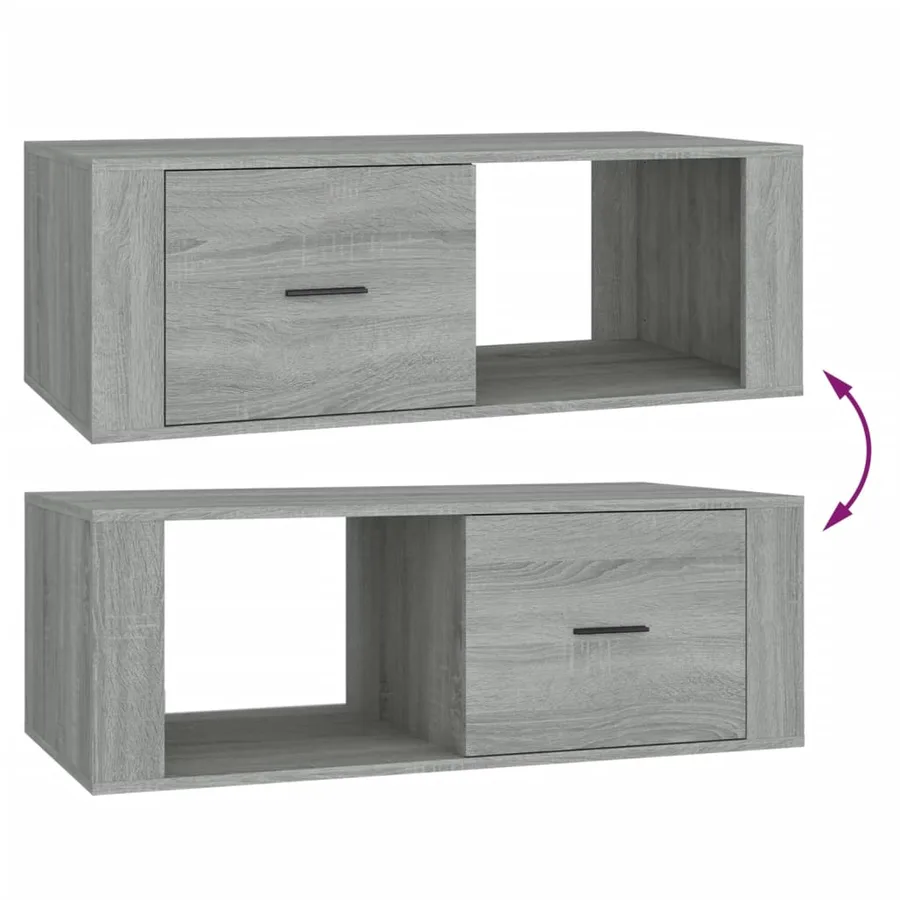 Table basse Sonoma gris 100x50,5x35 cm Bois d'ingénierie - 9