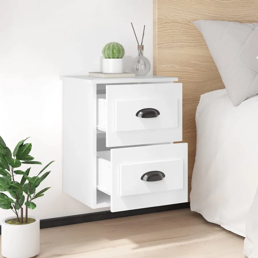 Tables de chevet murales 2 pcs blanc brillant 41,5x36x53 cm - 4