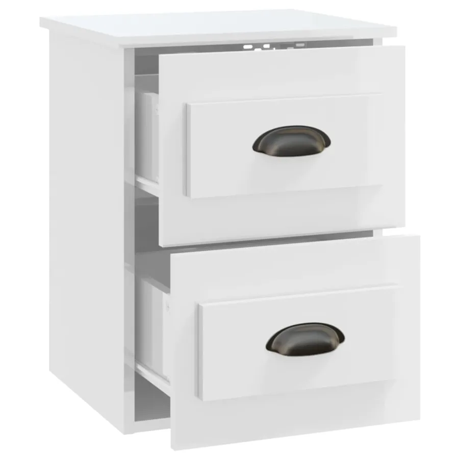 Tables de chevet murales 2 pcs blanc brillant 41,5x36x53 cm - 8