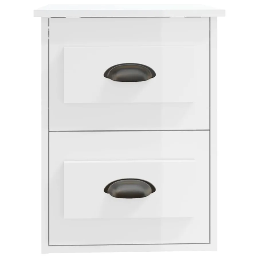 Tables de chevet murales 2 pcs blanc brillant 41,5x36x53 cm - 9