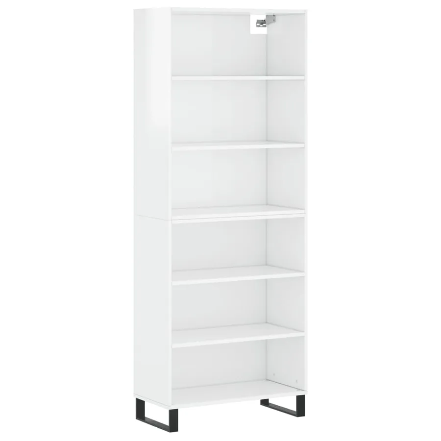 Buffet blanc brillant 69,5x32,5x180 cm bois d'ingénierie - 2